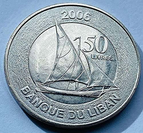 [אסיה] לבנון 50 מטבע נהר 21 5 ממ שיט יחיד שיט מטבע זיכרון Coinscoin זרים
